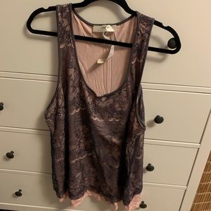 Forever 21 Purple Lace and Pink Cotton Top Sz 3X